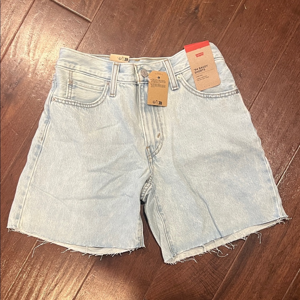 Levi's Light Blue High-Rise Cutoff Denim Shorts